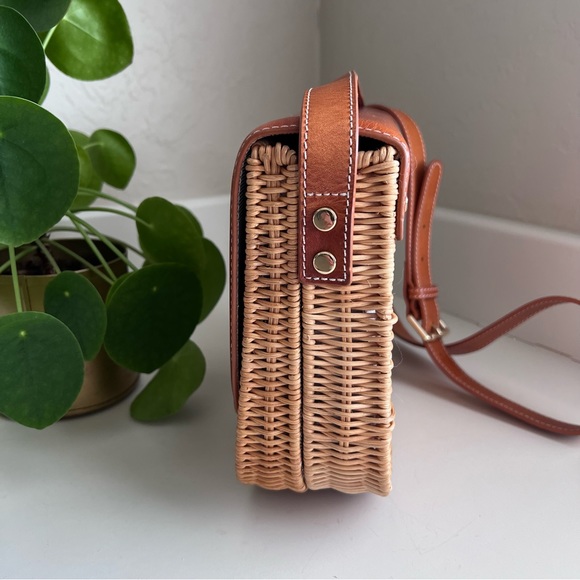 J. McLaughlin Bernice Leather/Wicker Saddle Crossbody - Picture 3 of 13